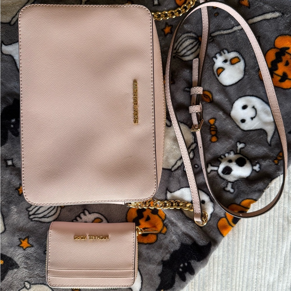 Michael Kors Blush Crossbody Bag with Gold Accents